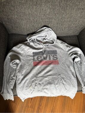 Levi's Light Gray Hoodie with Black and Red Logo